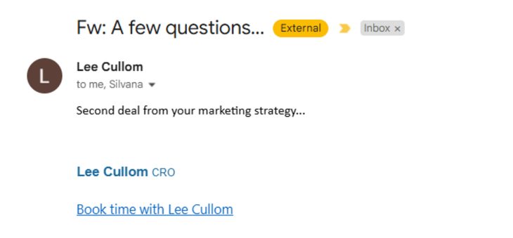 Lee Cullom email: second deal from the marketing strategy